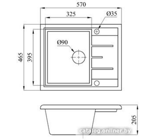 Кухонная мойка БелЭворс Mila R антрацит, без сифона