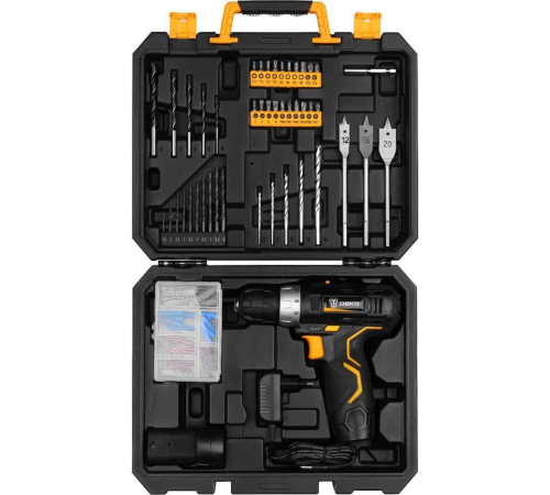 Дрель-шуруповерт Deko GCD12DU3 SET 5 063-4148 с 2-мя АКБ, кейс, набор оснастки