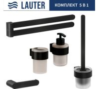 Набор аксессуаров для ванной Lauter 21TS3019 + 21TS3021 + 21TS3013 + 21TS3004 + 21TS3023 Matt Black, 5 предметов