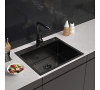 Кухонная мойка ARFEKA Eco AR 600*500 Black PVD Nano Decor Volcanic Rock