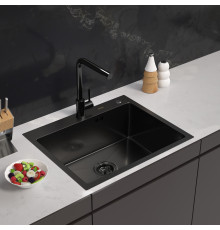 Кухонная мойка ARFEKA Eco AR 600*500 Black PVD Nano Decor Volcanic Rock