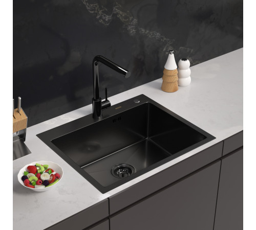 Кухонная мойка ARFEKA Eco AR 600*500 Black PVD Nano Decor Volcanic Rock