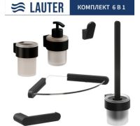 Набор аксессуаров для ванной Lauter 21TS3019 + 21TS3021 + 21TS3011 + 21TS3013 + 21TS3008 + 21TS3023 Matt Black, 6 предметов
