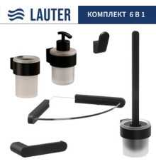 Набор аксессуаров для ванной Lauter 21TS3019 + 21TS3021 + 21TS3011 + 21TS3013 + 21TS3008 + 21TS3023 Matt Black, 6 предметов