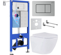 Унитаз подвесной Roxen Antares в комплекте с инсталляцией StounFix Dual Fresh 6 в 1 968418 кнопка: сатин