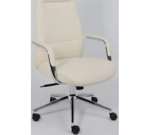 Офисное кресло AksHome Elema кремовая экокожа/хромированный металл