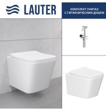 Унитаз подвесной Lauter Square с жестким сиденьем Soft Close 214903 + Breez 21GN7071CH скрытое крепление