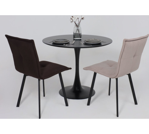 Стул AksHome Рубик U Velutto 24 темно-коричневый велюр/черный