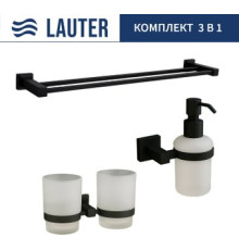 Набор аксессуаров для ванной Lauter 21SH6082 + 21SH6172 + 21SH6022 Matt Black, 3 предмета