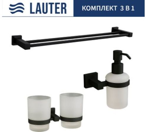 Набор аксессуаров для ванной Lauter 21SH6082 + 21SH6172 + 21SH6022 Matt Black, 3 предмета