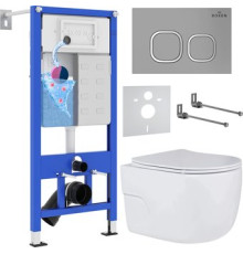 Унитаз подвесной Roxen Porto One Rimless 6 в 1 StounFix Dual Fresh 568244 кнопка: матовая