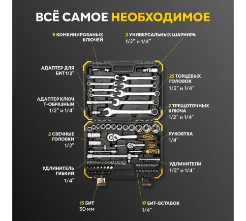 Универсальный набор инструментов Kranz KR-66-6682 82 предмета