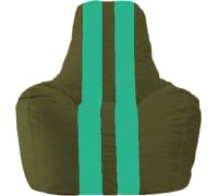 Кресло-мешок Flagman Спортинг С1.1-58 тёмно-оливковый/бирюзовый