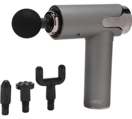 Перкуссионный массажер Miru BM-19 4 насадки, серый