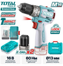 Ударная дрель-шуруповерт Total TOSLI241199 с 2-мя АКБ, кейс