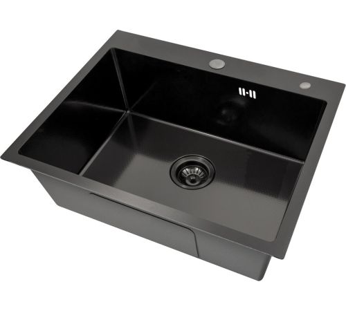 Кухонная мойка Basic CL DS Decor 60x50 черный, коландер, дозатор