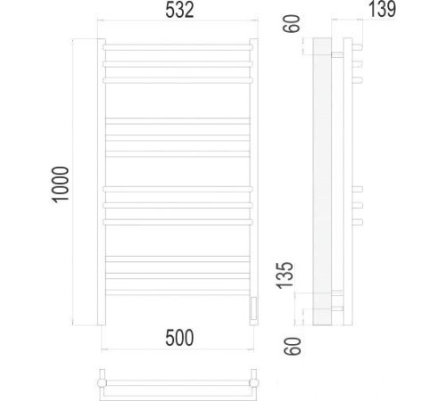 Полотенцесушитель TERMINUS Прато П12 500x1000 нп электро хром
