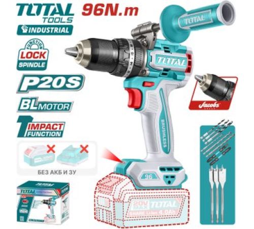 Ударная дрель-шуруповерт Total TIDLI209685 без АКБ