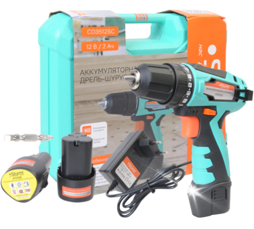 Дрель-шуруповерт Sturm CD3512SC с 2-мя АКБ, кейс