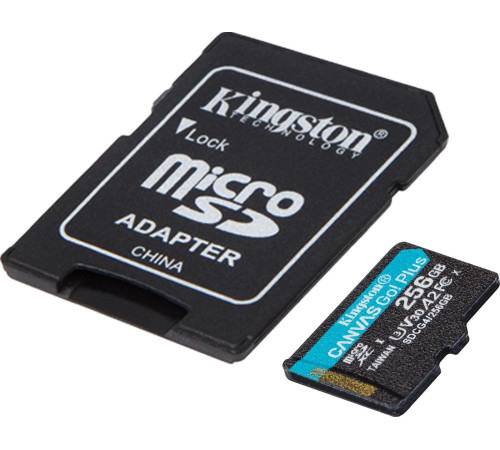 Карта памяти Kingston Canvas Go! microSDXC 256GB SDCG4/256GB с адаптером
