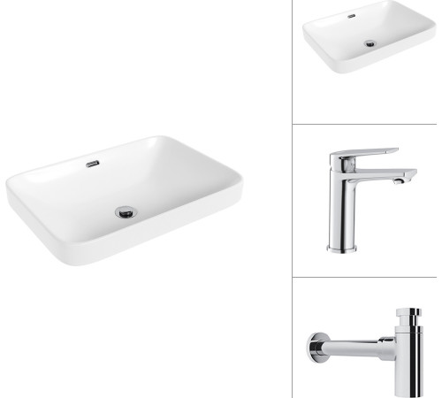 Умывальник Lauter 21441B + Sky 21CK533C с сифоном 21635CH хром