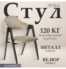 Стул с подлокотниками Mio Tesoro Луна DC-048A велюр бежевый/черный