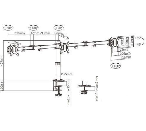 Кронштейн для монитора Gembird MA-D3-01
