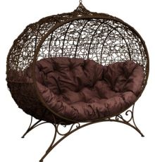 Садовый диван M-Group Улей на ножках 11220205 коричневый ротанг/коричневая подушка