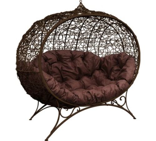 Садовый диван M-Group Улей на ножках 11220205 коричневый ротанг/коричневая подушка