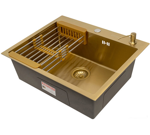 Кухонная мойка ARFEKA ECO AR мойка 600*500, коландер, дозатор GOLD