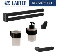 Набор аксессуаров для ванной Lauter 21TS3019 + 21TS3021 + 21TS3011 + 21TS3013 + 21TS3004 Matt Black, 5 предметов