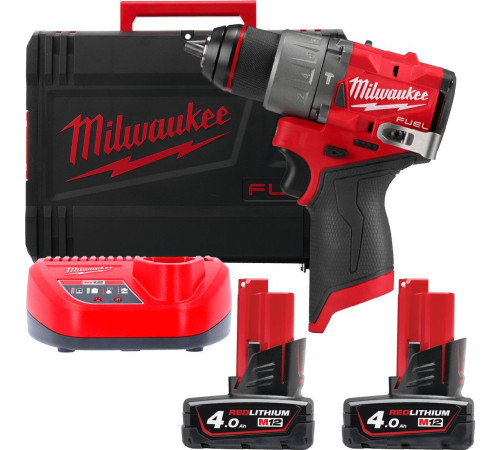 Ударная дрель-шуруповерт Milwaukee M12 FUEL M12FPD2-402X 4933479869 с 2-мя АКБ 4 Ач, кейс