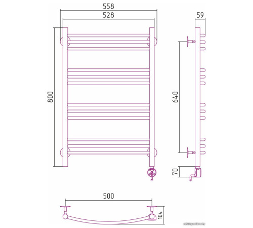 Полотенцесушитель Стилье Формат 10 ТП 800х500 3+3+3+3 Г16 00510-8050