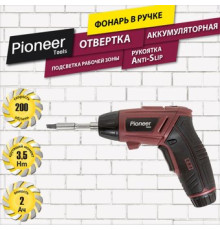 Электроотвертка Pioneer Tools CS-M0401 с 1-им АКБ, оснастка