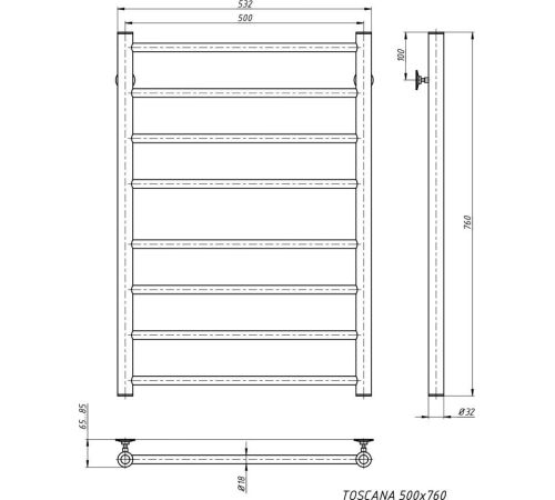 Полотенцесушитель Stinox Toscana 50x80 tos80ls латунь сатин