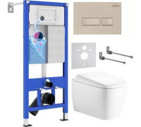 Унитаз подвесной Roxen Martin в комплекте с инсталляцией StounFix Dual Fresh 6 в 1 968504 кнопка: пастель бежевый