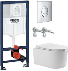 Унитаз подвесной Grado GD-W204T + GROHE Rapid SL 38721001 с кнопкой смыва