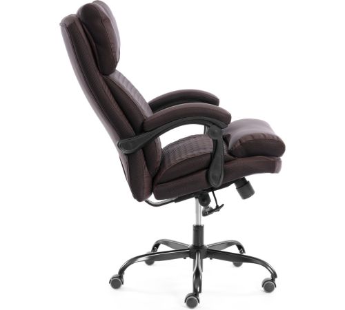 Офисное кресло TetChair Chief metalBL кожзам/ткань коричневый/коричневый стеганный