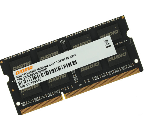 Оперативная память Digma 8ГБ DDR3 SODIMM 1600 МГц DGMAS31600008D