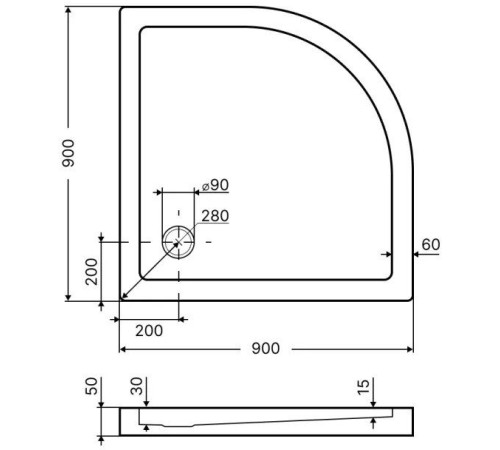 Душевой поддон Axus Rondo 90x90 PR-90