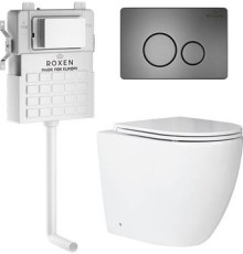 Унитаз приставной Roxen Antares в комплекте с инсталляцией Attach 5 в 1 967074 кнопка: оружейная сталь