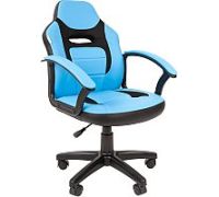 Игровое геймерское кресло CHAIRMAN Kids 110 экопремиум, черный/голубой
