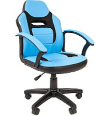 Игровое геймерское кресло CHAIRMAN Kids 110 экопремиум, черный/голубой