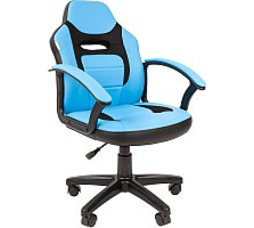 Игровое геймерское кресло CHAIRMAN Kids 110 экопремиум, черный/голубой