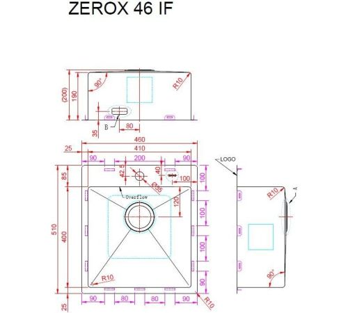 Кухонная мойка ZorG Zerox 46 IF PVD Gold