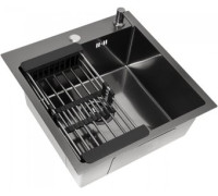 Кухонная мойка Diamond 500*500, коландер, дозатор BLACK DECOR