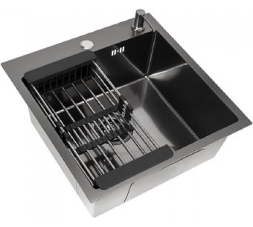 Кухонная мойка Diamond 500*500, коландер, дозатор BLACK DECOR