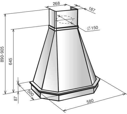Кухонная вытяжка Elikor Камин Грань 90П-650-П3Л бежевый/дуб неокрашенный 840772
