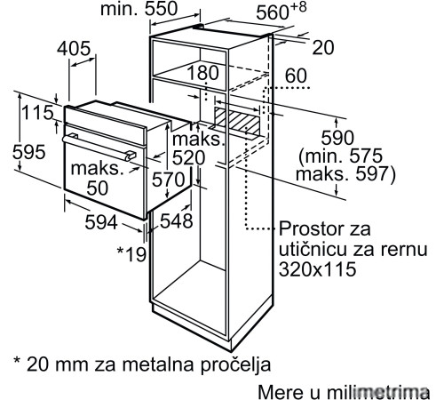 Электрический духовой шкаф Bosch Serie 2 HBF153EB0