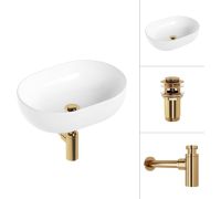 Умывальник Lauter 21836A + клапан 21190G + сифон 21635G золото